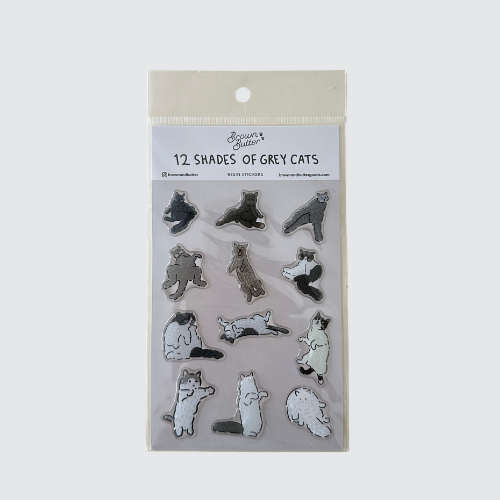 12 Shades of Grey Cats Resin Sticker