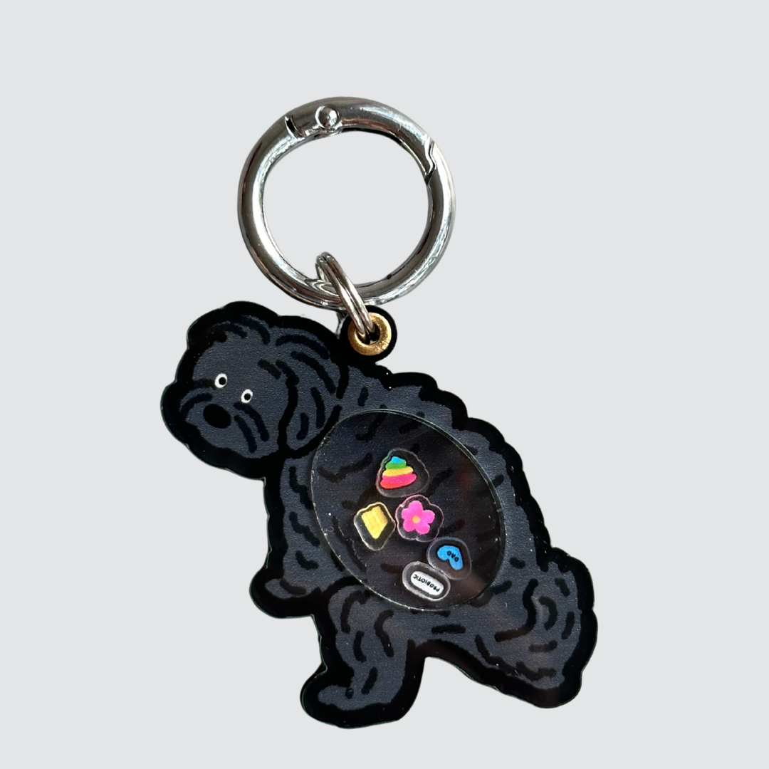 Black Maltipoo Dog Pooping Shaker Charm