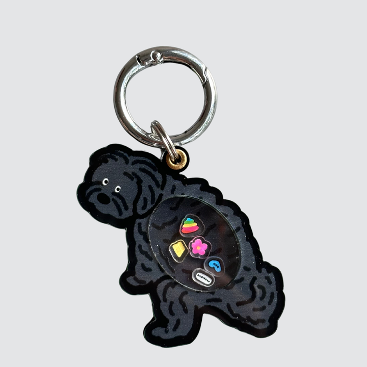 Black Maltipoo Dog Pooping Shaker Charm