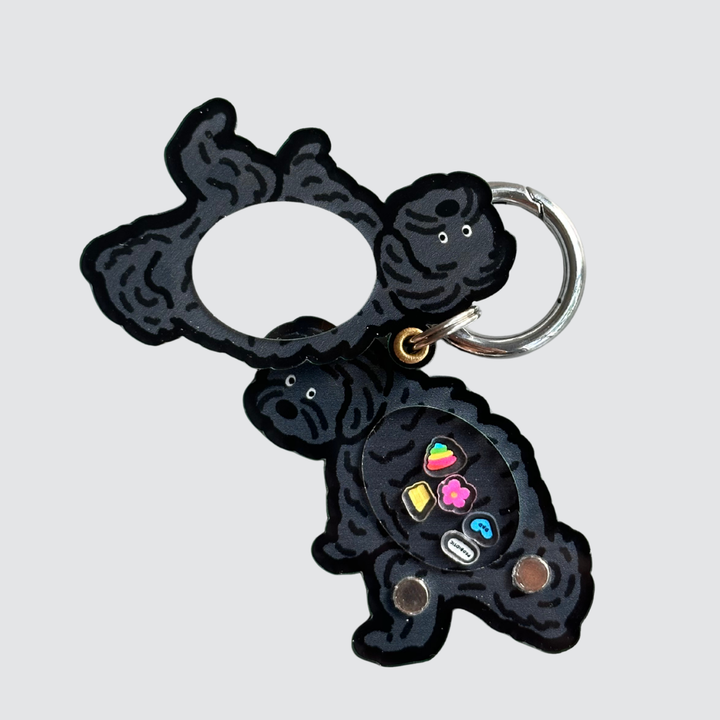 Black Maltipoo Dog Pooping Shaker Charm