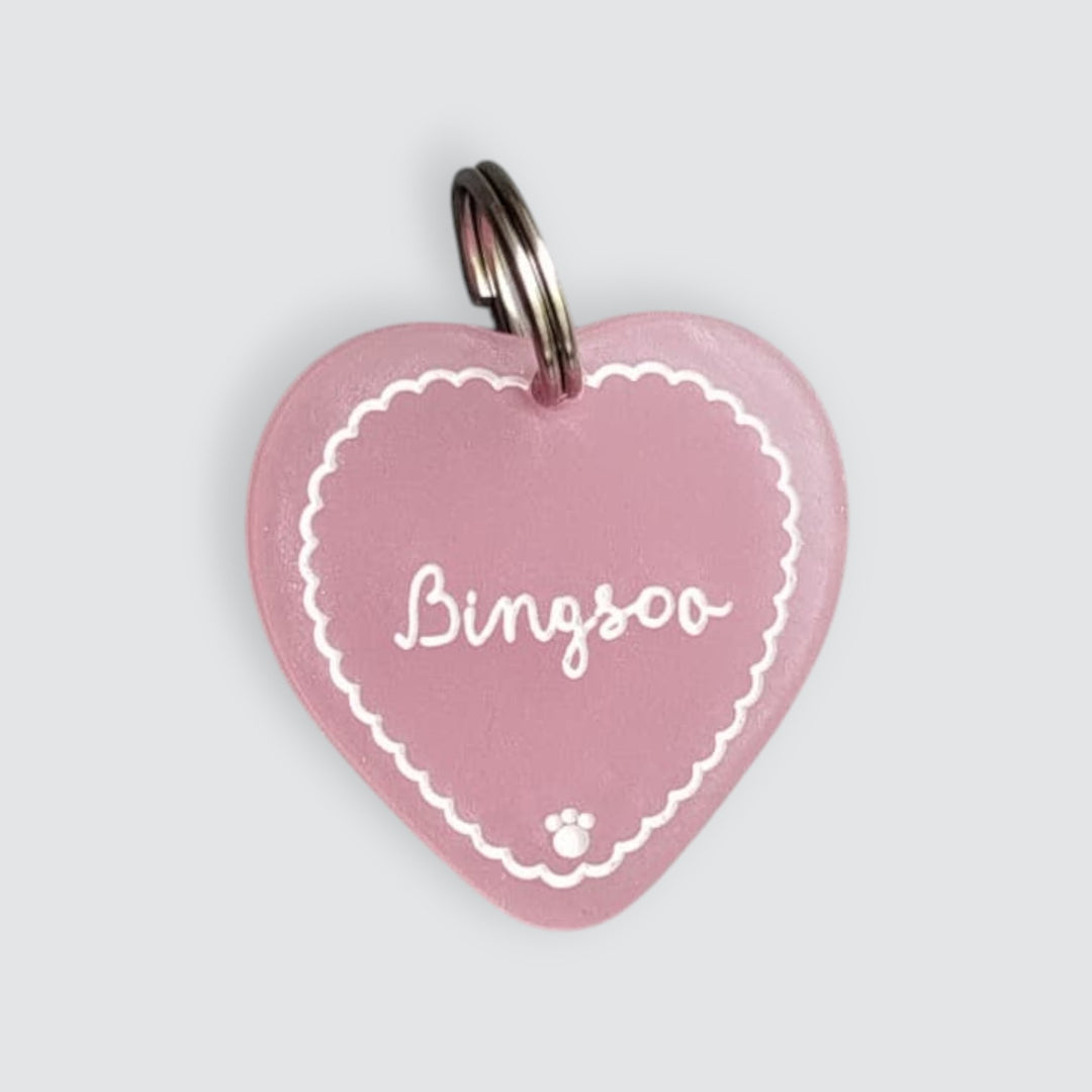 Candy Heart Frost Pink Customised Tag