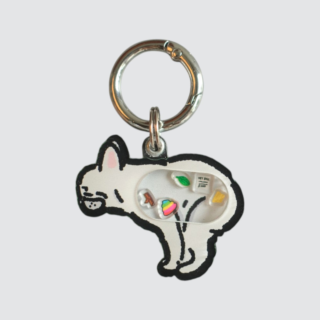 White Frenchie Dog Pooping Shaker Charm