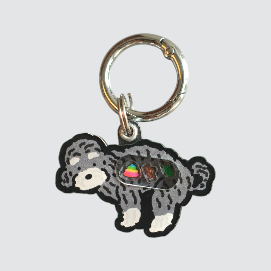 Silver Poodle Dog Pooping Shaker Charm