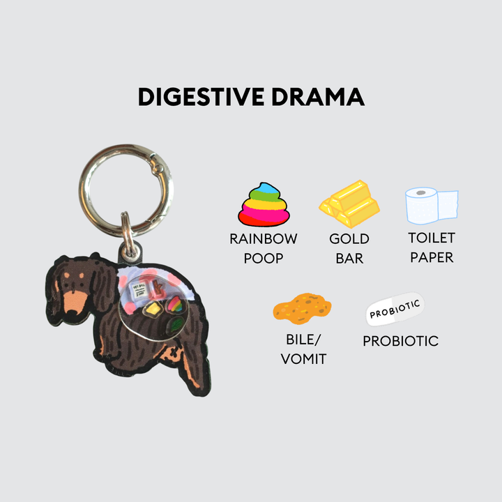 Dachshund Dog Pooping Shaker Charm