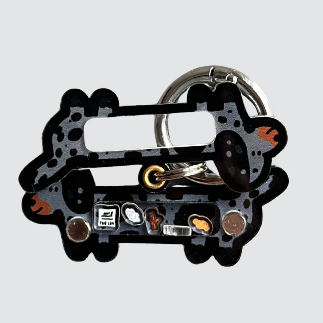 Dapple Black and Tan Dachshund Shaker Charm