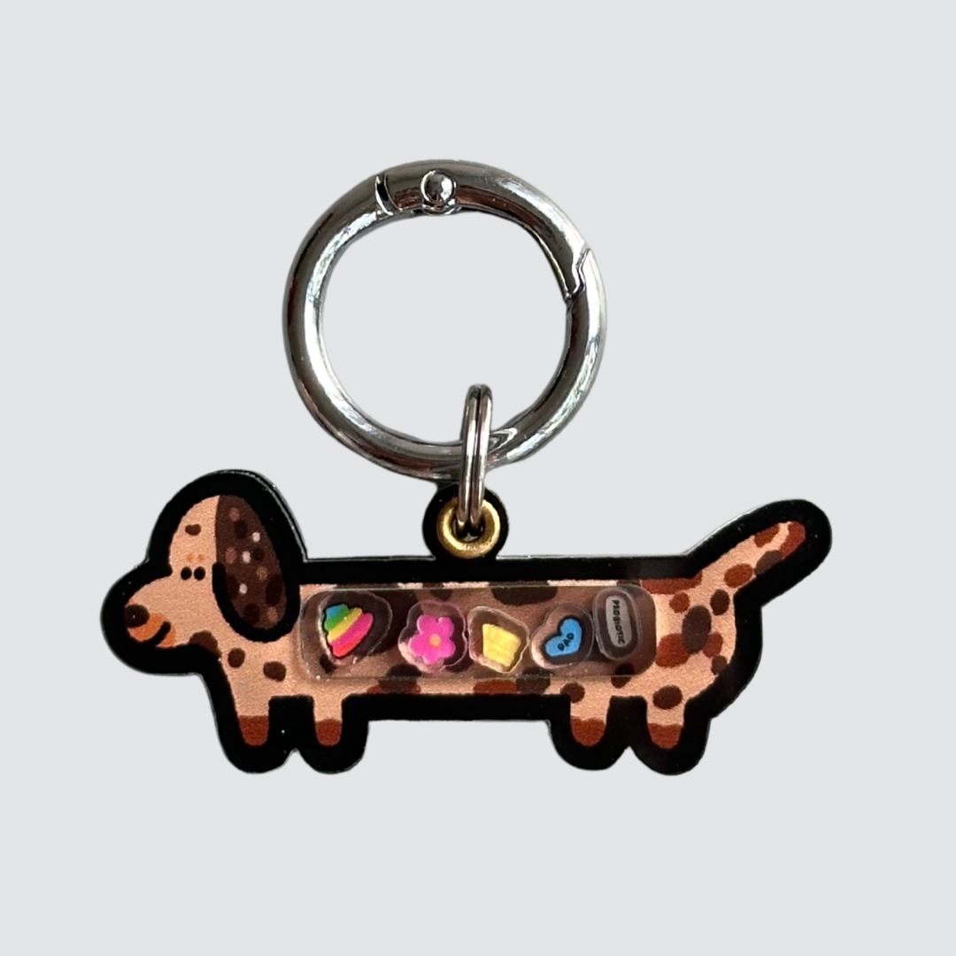 Dapple Brown Dachshund Shaker Charm