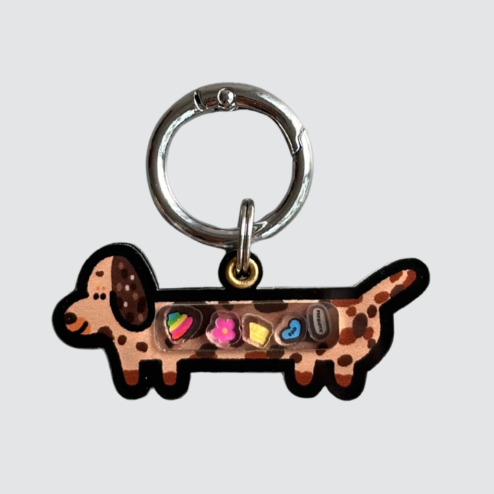 Dapple Brown Dachshund Shaker Charm