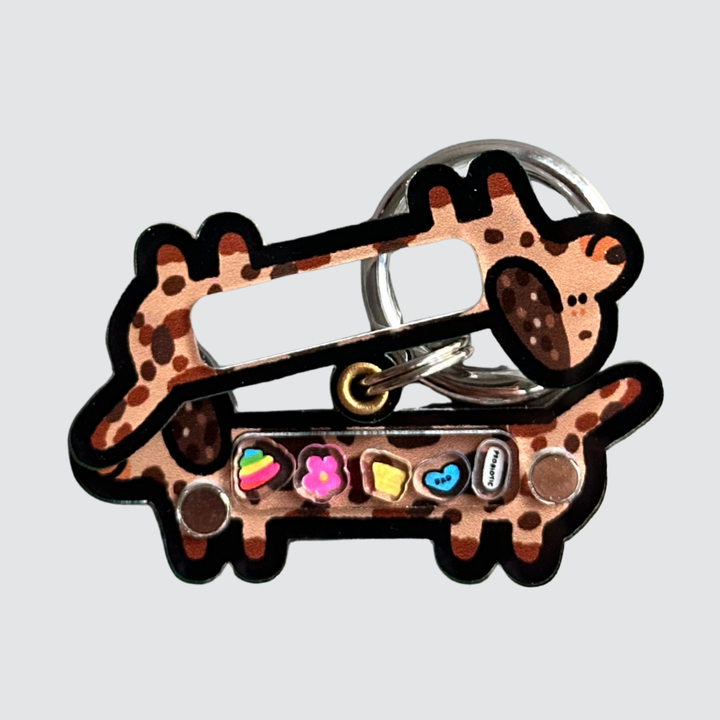 Dapple Brown Dachshund Shaker Charm