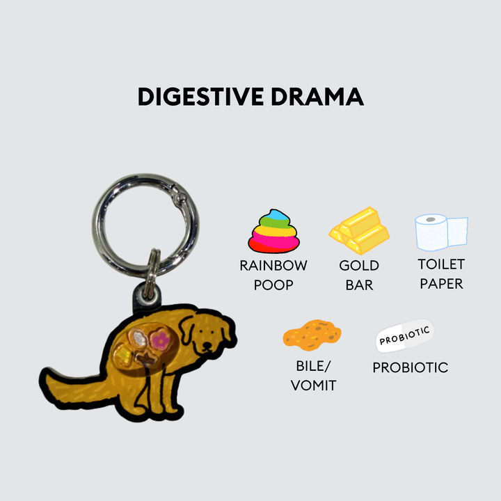 Golden Retriever Dog Pooping Shaker Charm
