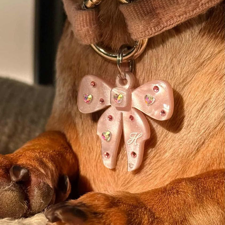 Coquette Rhinestone Bow Tag