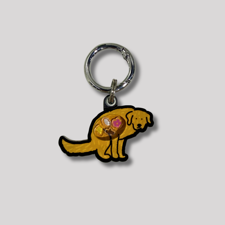 Golden Retriever Dog Pooping Shaker Charm