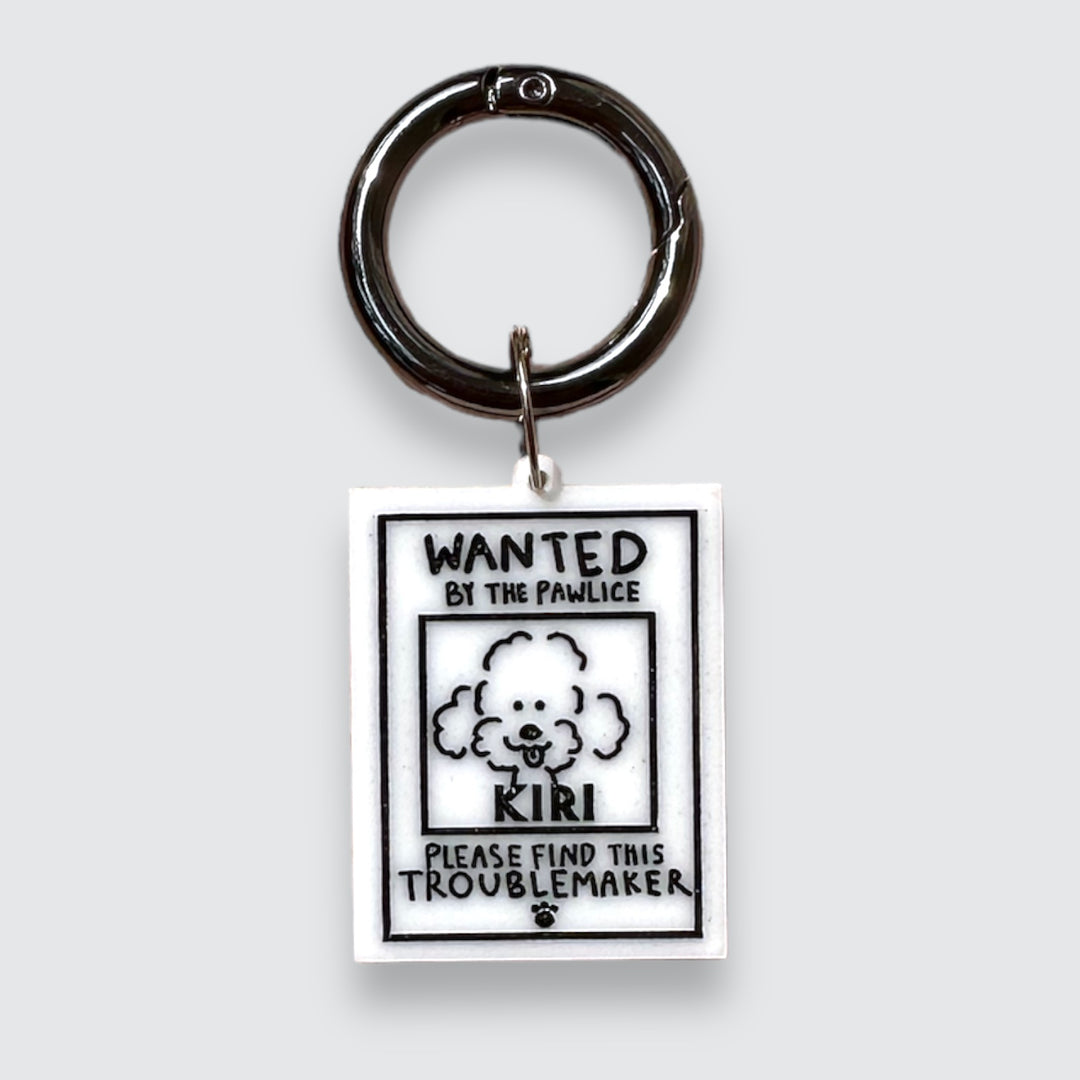 Wanted By The Pawlice Doodle Customised Portrait Tag