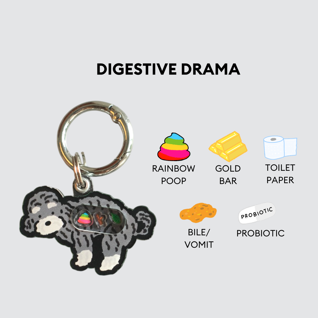 Silver Poodle Dog Pooping Shaker Charm