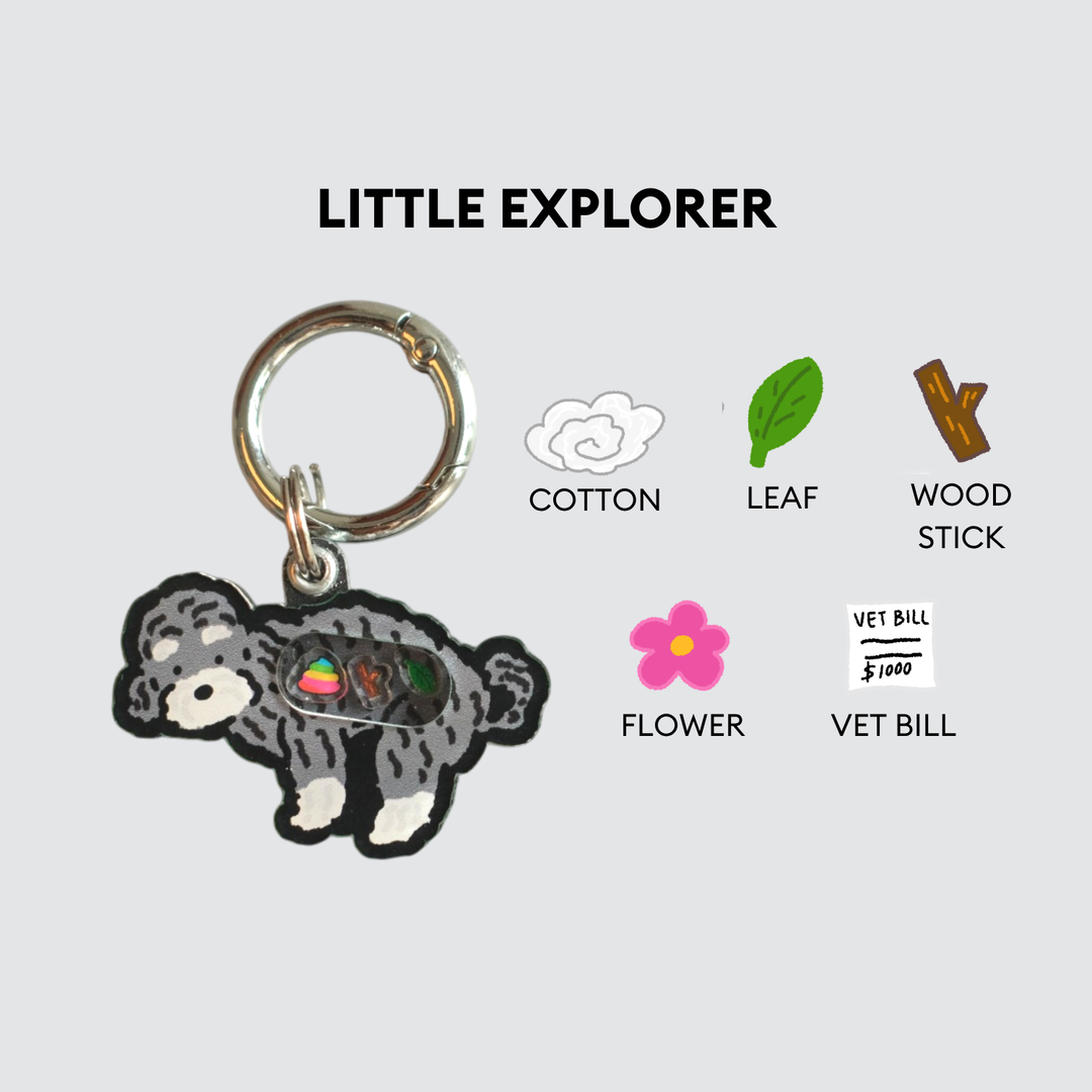 Silver Poodle Dog Pooping Shaker Charm