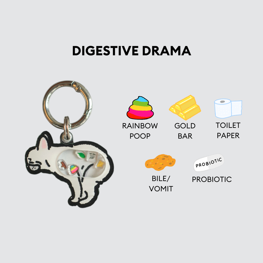 White Frenchie Dog Pooping Shaker Charm