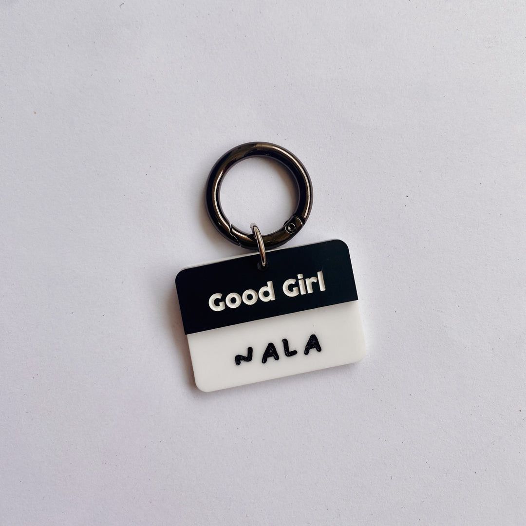 Matte Black Good Boy / Good Girl Customised Tag