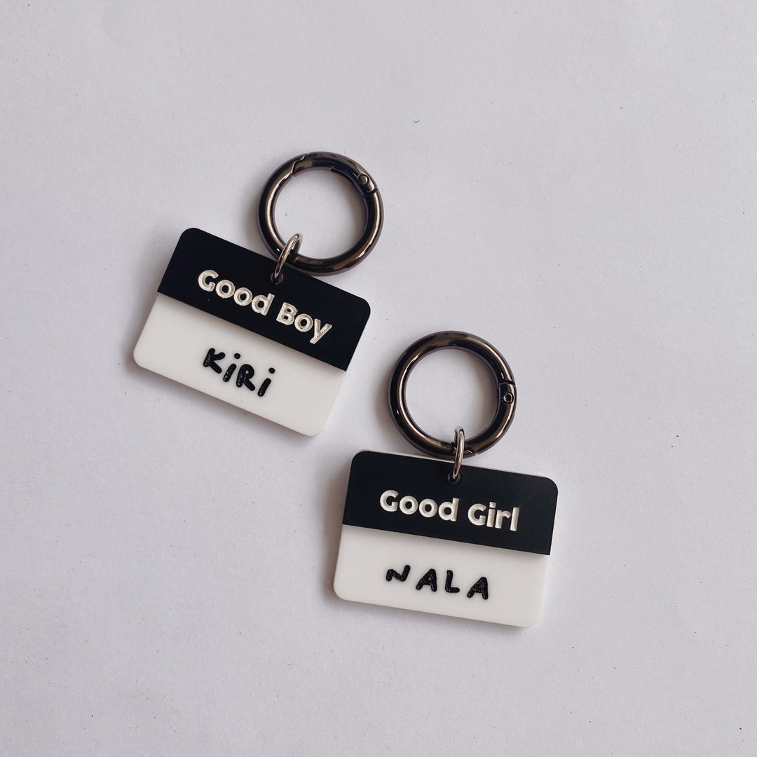 Matte Black Good Boy / Good Girl Customised Tag